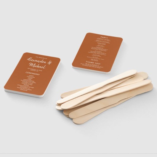 Éventail Programme de mariage simple en terre cuite moderne (Non-assemblé)