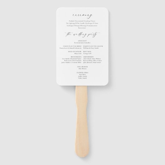 Éventail Programme de mariage simple et élégant (Dos)