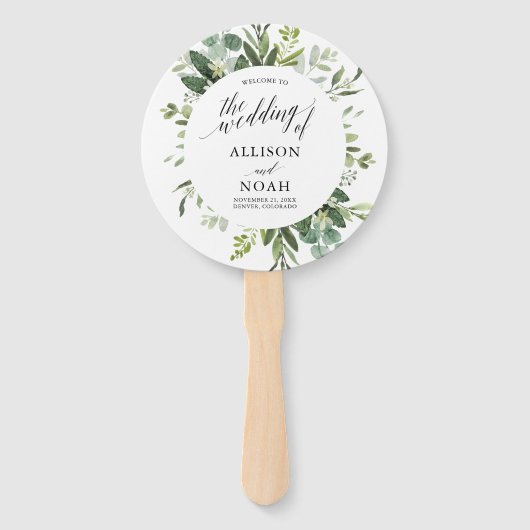 Éventail Programme de mariage simple et élégant à la eucaly (Devant)