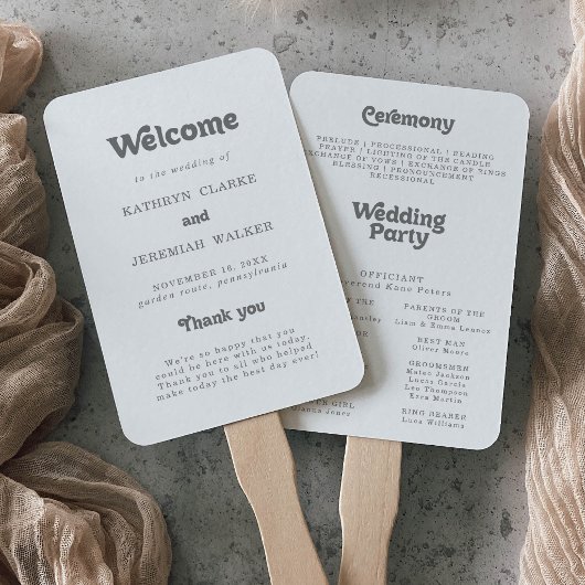Éventail Programme de mariage simple et formel