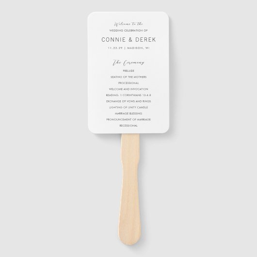 Éventail Programme de mariage simple moderne (Devant)