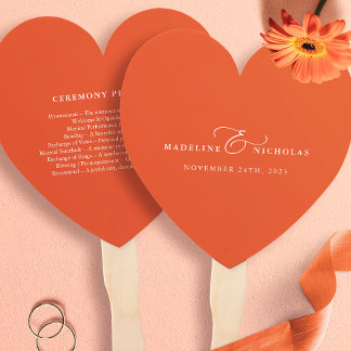 Éventail Programme de mariage simple moderne Orange Sunset