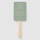 Éventail Programme de mariage simple vert sauge moderne (Dos)