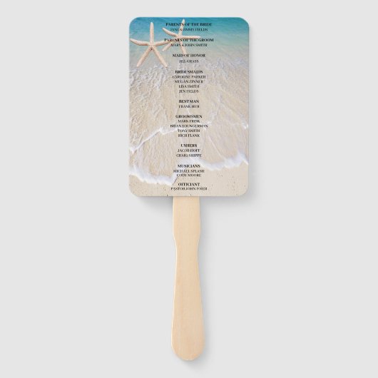 Éventail Programme de mariage Starfish Beach Fans (Dos)