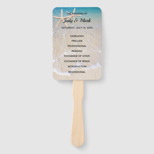 Éventail Programme de mariage Starfish Beach Fans (Devant)