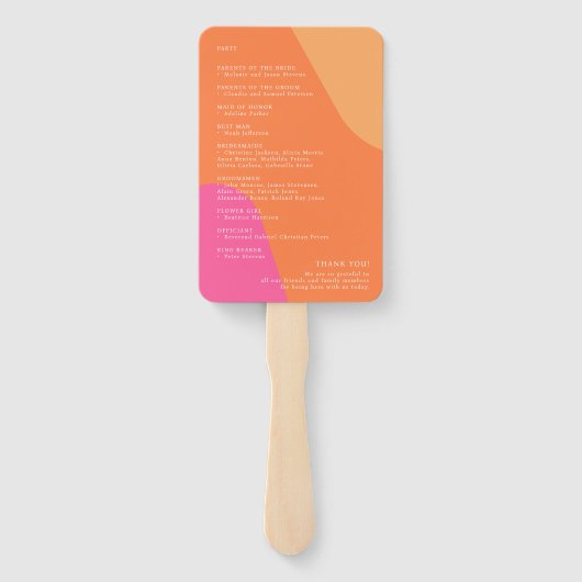 Éventail Programme de mariage super rétro (Dos)