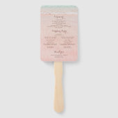 Éventail Programme de mariage sur la plage aux coeurs roses (Dos)