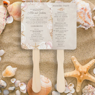Éventail Programme de mariage sur la plage coquillages sabl