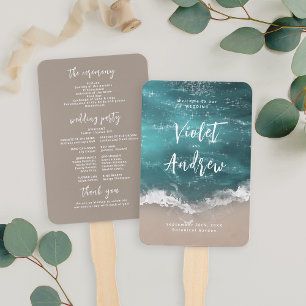 Éventail programme de mariage sur la plage de l'océan d'hum