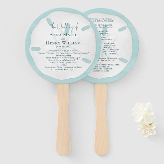 Éventail Programme de mariage sur la plage Destination élég (Devant et derrière)