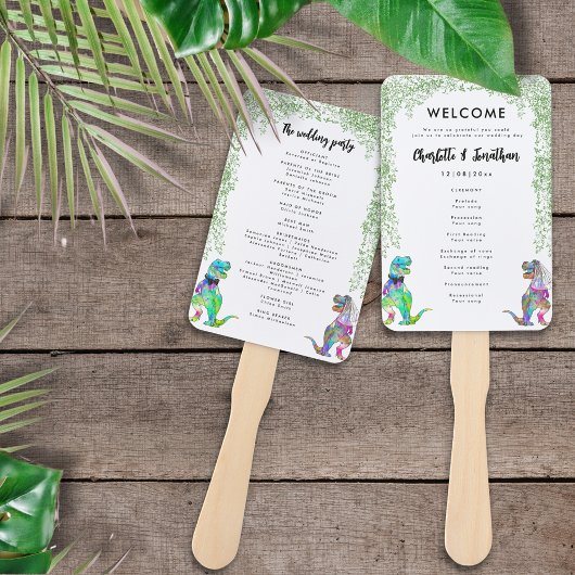 Éventail Programme de mariage sur le thème des dinosaures