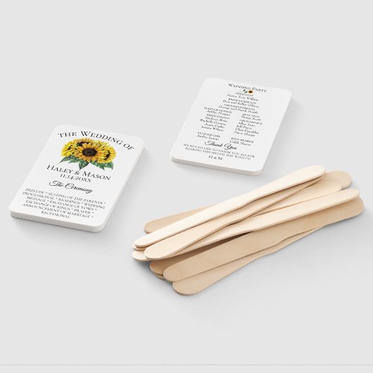 Éventail Programme de mariage sur les champs de tournesol (Non-assemblé)