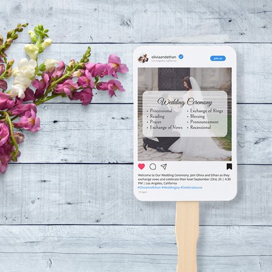 Éventail Programme de mariage sur les médias sociaux amusan