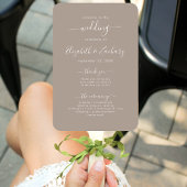 Éventail Programme de mariage taupe écriture moderne