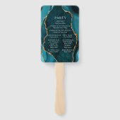 Éventail Programme de mariage Teal, Marble & Agate dorée (Dos)