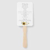 Éventail Programme de mariage tournesols fleurs blanches ve (Dos)