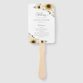 Éventail Programme de mariage tournesols fleurs blanches ve (Devant)