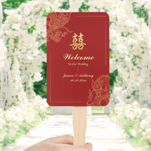 Éventail Programme de mariage traditionnel chinois Dragon P