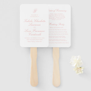 Éventail Programme de mariage traditionnel rose corail élég