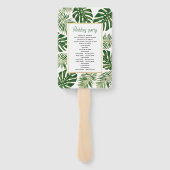 Éventail Programme de mariage tropical feuille vert et or (Dos)
