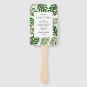 Éventail Programme de mariage tropical feuille vert et or (Devant)