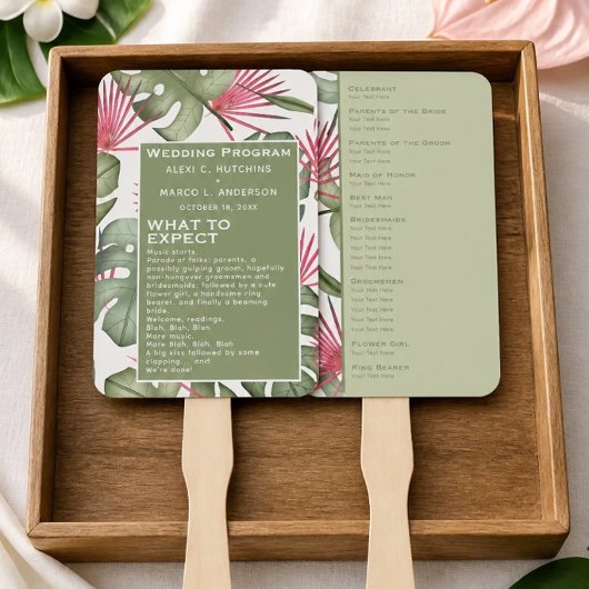 Éventail Programme de mariage tropical humoristique ensembl