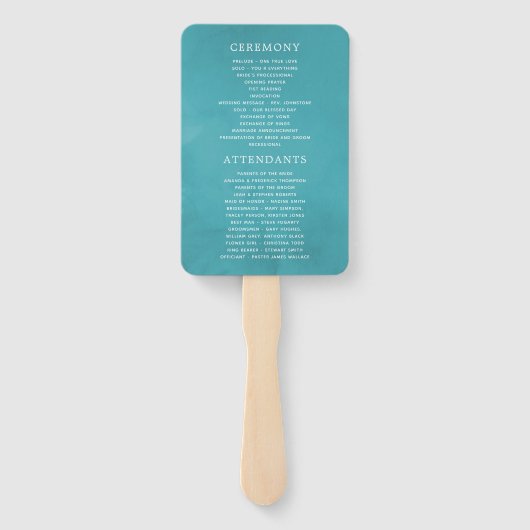 Éventail Programme de mariage tropical turquoise et citron (Dos)