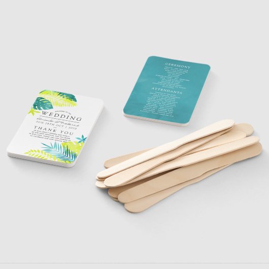 Éventail Programme de mariage tropical turquoise et citron (Non-assemblé)
