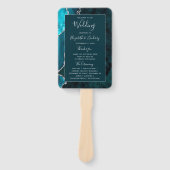 Éventail Programme de mariage Turquoise en argent foncé (Devant)