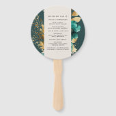 Éventail Programme de mariage turquoise et Gold Floral Vent (Dos)