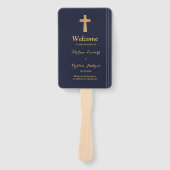 Éventail Programme de mariage typographie élégante bleu mar (Devant)