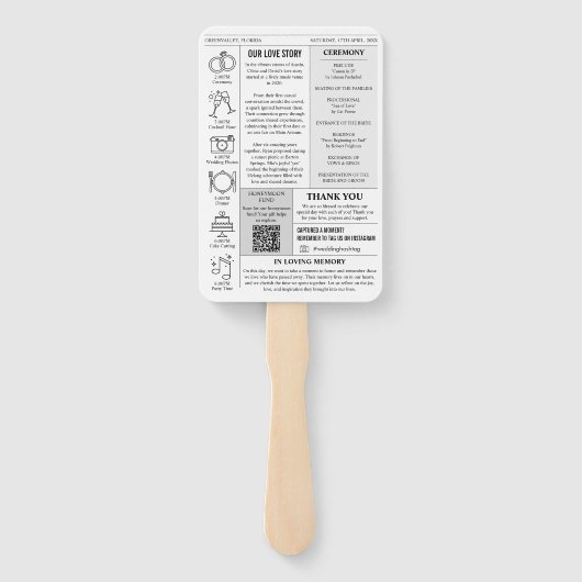 Éventail Programme de mariage unique pour les journaux (Dos)