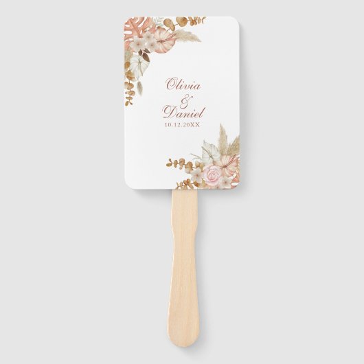 Éventail Programme de mariage végétal Boho Floral Pampas (Devant)