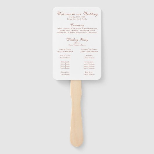 Éventail Programme de mariage végétal Boho Floral Pampas (Dos)