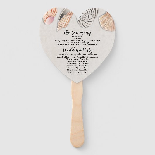 Éventail Programme de mariage Ventilateur à main Coques Oce (Dos)