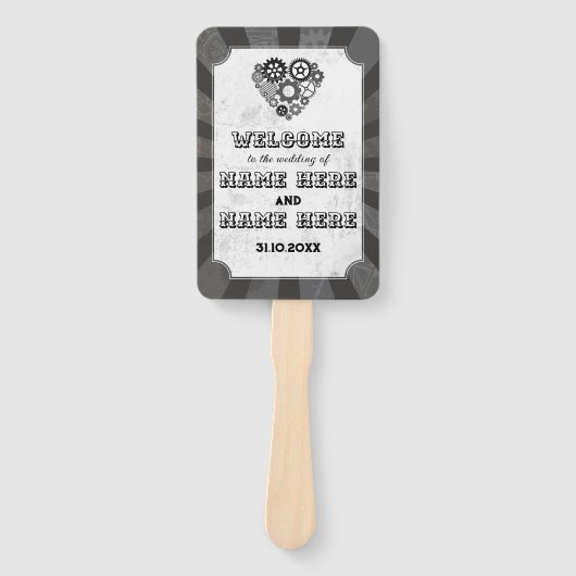 Éventail Programme de mariage Ventilateur à main Steampunk  (Devant)