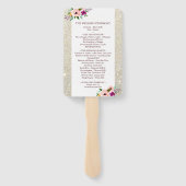 Éventail Programme de mariage Ventilateur Blanc Or Floral P (Dos)