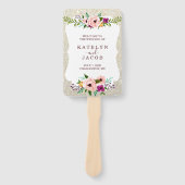 Éventail Programme de mariage Ventilateur Blanc Or Floral P (Devant)