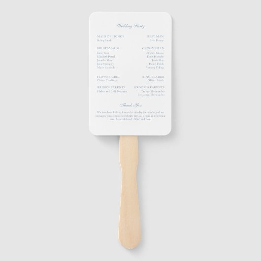 Éventail Programme de mariage Ventilateur Bleu clair Monogr (Dos)