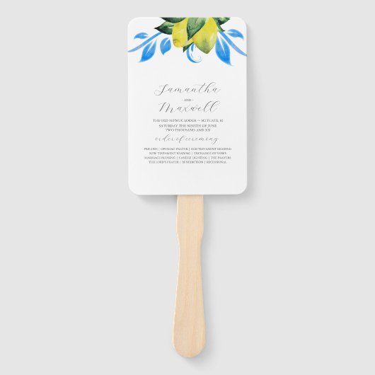 Éventail Programme de mariage Ventilateur de citrons botani (Devant)