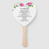 Éventail Programme de mariage Ventilateur Floral Roses Rose (Dos)