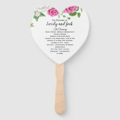 Éventail Programme de mariage Ventilateur Floral Roses Rose (Devant)