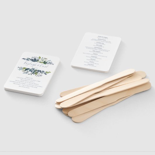 Éventail Programme de mariage verdoyant Fans | Dusty Blue (Non-assemblé)