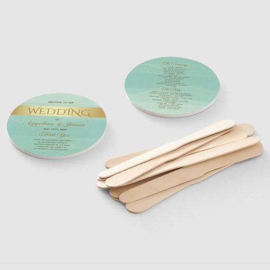 Éventail Programme de mariage vert à la menthe (Non-assemblé)