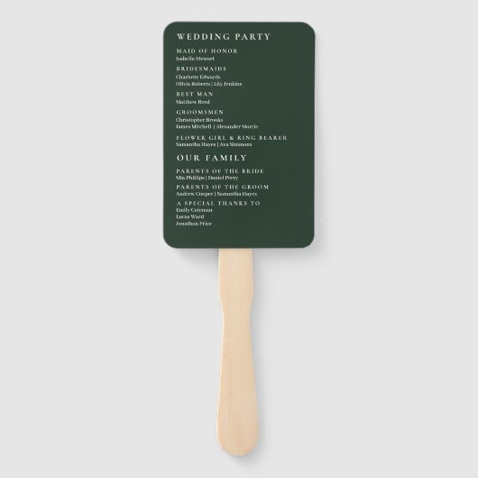 Éventail Programme de mariage vert de forêt rustique Ensemb (Dos)