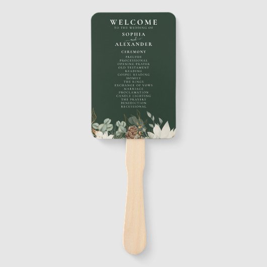 Éventail Programme de mariage vert de forêt rustique Ensemb (Devant)