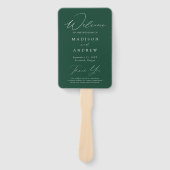Éventail Programme de Mariage Vert Élégant (Devant)