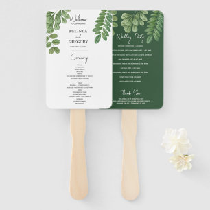 Éventail Programme de mariage vert émeraude à l'aquarelle