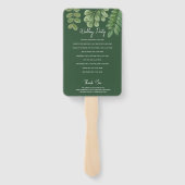 Éventail Programme de mariage vert émeraude à l'aquarelle (Dos)