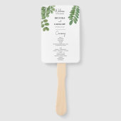 Éventail Programme de mariage vert émeraude à l'aquarelle (Devant)